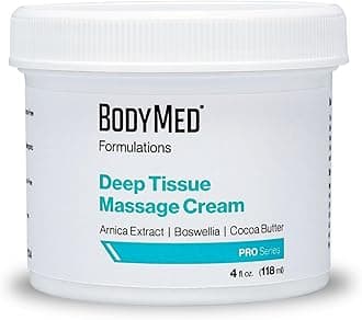 BodyMed Formulations Deep Tissue Massage Cream, 4 oz. – Fragrance-Free, All-Natural Lotion for Massage Therapy – Leaping Bunny Certified – with Arnica Extract & Jojoba – Non-Staining, & Paraben Free