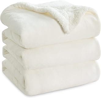 GentleSoft Sherpa Fleece Blankets King Size for Bed, Non-Heated, Thick and Warm Throw for Women and Men, Soft Fuzzy Plush King Blanket for Spring, Cream, 108x90 Inches
