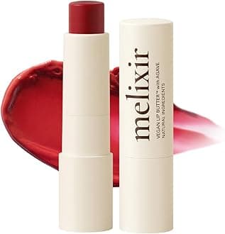 Melixir Vegan Lip Butter (12 Colors), Hydrating Tinted Lip Balm Stick, Petrolatum-Free, Plant-Based Korean Lip Care, Moisturizes Dry Lips With Shea Butter, Sheer & Natural Finish - #03 Red Velvet