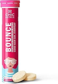 CHICNUTRIXBounce|20 Raspberry Flavoured Effervescent Tablet|Biotin With Selenium & Amino Acids-Hair Fall & Hair Growth Management Thick Hair - Frizz-Free Hair- Hair Fall Control Supplement,100 grams