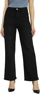 KOTTY Women's High Rise Cotton Lycra Blend Ankle Length Relaxed Fit Jeans