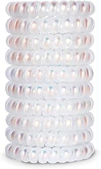 10 Piece Spiral Hair Ties For Thick Hair, Coil elastics Hair Ties, Multicolor Spiral,No Crease Hair Coils, Telephone Cord Plastic For Women And Girls (Shining Matte Mermaid Color)