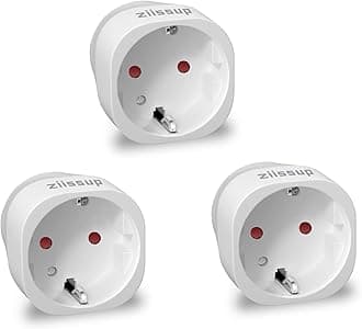 European to USA Plug Adapter, EU to US Plug Adapter, Europe to USA Travel Converter for Most of Europe EU Spain France Type C/E/F Plugs to US Power Adapter, 3-Packs White