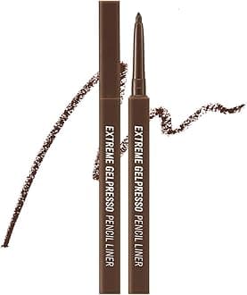 CLIO Extreme Gelpresso Pencil Eyeliner, Gel Smooth Waterproof Formula, One Swipe High Pigment Color, Smudge Resistant Long Wear, Creamy Glide, Blend Control, Defined Eye Precision (002 Deep Brown)