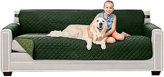 Sofa Shield Original Patent Pending Reversible Oversize Sofa Slipcover, 2 Inch Strap Hook, Seat Width Up to 78 Inch Washable Furniture Protector, Couch Slip Cover, Oversize Sofa, Hunter Green Sage