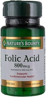 Folic Acid Supplement, Supports Cardiovascular Health, 800mcg, Multi, No Flavour,750 Count, Pack of 3
