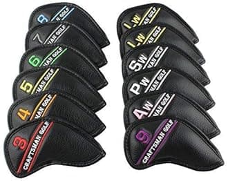 12pcs or 1pc Black Leather Golf Iron Head Covers Set Headcover Colorful Number Embroideried for Callaway Ping Taylormade Cobra Also Custom Version w/Your Name