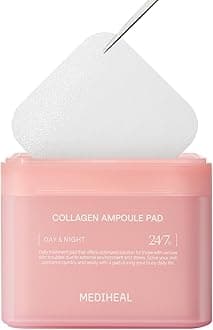 Korean Collagen Ampoule Pad 100 Pads | Vegan Collagen & Ceramide Skin Firming Toner for Wrinkle Reduction & Elasticity Restoration | Anti-Aging Face