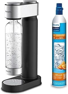 Philips Water ADD4902BK/10 GoZero Sparkling Water Maker, Plastic, 1 Liter, Black