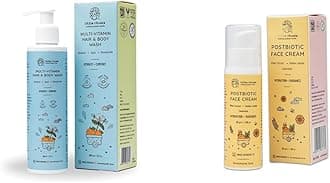 Baby Multi-Vitamin Body & Hair Wash - 200 ml and Post-Biotic Face Cream Moisturiser with Golden Millets, Jojoba, Calendula - 30 g