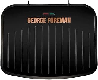 George Foreman 25811 Medium Fit Grill - Versatile Griddle, Hot Plate and Toastie Machine with Improved Non-Stick Coating and Speedy Heat Up, Black and Copper