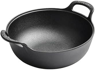 VONOTOCast Iron Wok with Handles, Grilling Wok (10" inch)