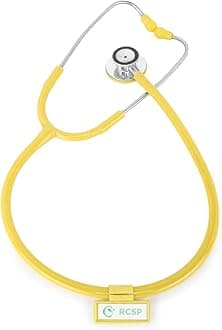 RCSP Super Excletone Stethoscope For Medical Students And Doctors, Comfortable Aluminium Chestpiece with Attractive Color & Eligant Look | Monitoring Stethoscope with Soft Sealing Ear Knobs (Yellow)