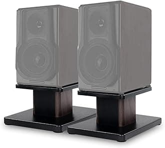 BQKOZFIN 5.9 inch(15cm) Wood Speaker Stands, 1 Pair, Stands for Home-Cinema HiFi Bookshelf Box and Satellite Speakers Wood Grain Enhanced Audio Listening Experience for Home Theaters