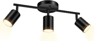 BoostArea - 3 Track Light LED Lighting Kit, 3 Way Black Light, Flexible Swivel Light Head for Kitchen, Living Room, Bedroom, GU10 Bulb Not Included