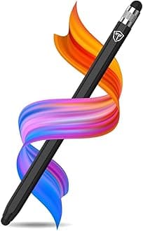 Tukzer 2-in-1 Capacitive Stylus Pen V2.0, Precise Stylus -Fine Point Disc Tip & Micro-Knit Hybrid Fiber Tip, Light Aluminum Body, Rubber Grip, for Touch Screen Devices, Smartphones, Tablets (Grey)