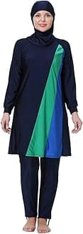 FYMNSI Women Modest Muslim Swimsuits Plus Size Full Body Islamic Burkini Hijab 3 Piece Long Sleeve Rash Guard Skirt Swimwear