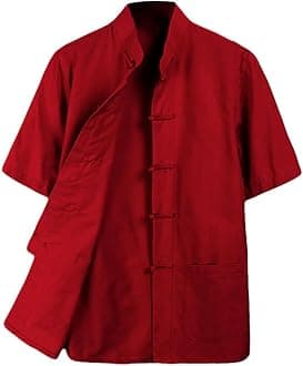 ZooBoo 100% Cotton Short Sleeve Kung Fu Shirt – Traditional Chinese Martial Arts Top for Men & Women