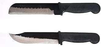 Poly-Guard Premium Kitchen Knives Set of 2 | Iron Knife| cabon Steel | Kitchen Knife Used for Vegetable, Meat Fish Cutting Chaku Knife (Black) (Medium)