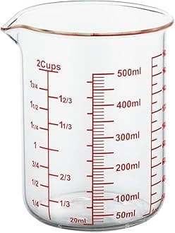 High Borosilicate Glass Measuring Cup-V-Shaped Spout，Glass Measuring Beaker for Kitchen or Restaurant, Easy to Read, 500 ML (16 Oz, 2 Cup)