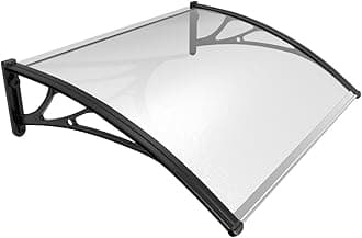 VOUNOT® Front Door Canopy Outdoor Awning, Rain Shelter for Back Door, Porch, Window, 120 x 80 cm, Black