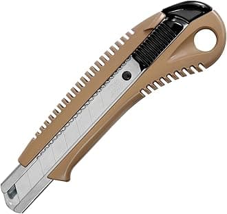 Heavy-Duty snap Off Blade Utility Knife with 0.6mm Extra Thick Blade, Auto-Lock System, Sand Beige, 1 Knife (L5506RP)