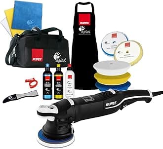 RUPES LHR15 Mark III Buffer Polisher for Car Detailing, Orbital Cleaner, Car Cleaning Tool for Washing, with Polisher, Compound, Foam, Wool & Claw Pad, Cable Clamp & Towels (Complete Kit)