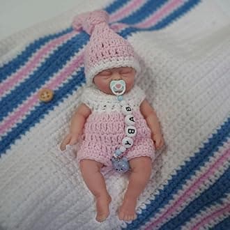 NewtotloveReborn Baby Dolls 4.5" Open Eyes Micro Preemie Full Body Silicone 13cm Baby Doll Lifelike Mini Silicone Doll(lian ti yi zheng yan coco)