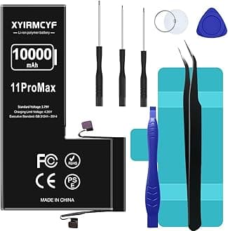 10000mAh Super Capacity Battery Compatible with iPhone 11 Pro Max, 0 Cycle Li-Polymer Replacement Battery for iPhone 11 Pro Max, with Professional Repair Tool Kit