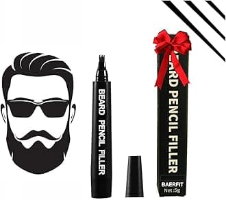 BOGOTA Beard Color Pencil for Men - Black Beard Pen & Dye for Long Lasting Coverage, Enhances Facial Hair, Moustache & Eyebrows
