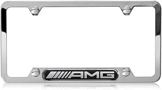 Genuine Mercedes Benz AMG Stainless Steel w/ Carbon Fiber License Plate Frame