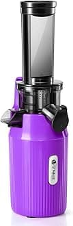 Ventray Ginnie Mini Cold Press Juicer, Small Slow Masticating Juicer for Vegetables and Fruits, High Juice Yield, Easy to Clean, Space-Saving, Fit for Personal/Travel/Picnic/Office - Purple