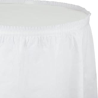 Creative Converting Plastic Table Skirt, 21.5-Feet, White
