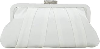 CHARMING TAILOR Classic Pleated Satin Clutch Bag Diamante Embellished Formal Handbag for Wedding/Prom/Black-Tie Events