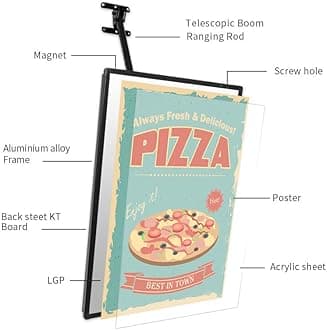 Slim Snap Frame LED Light Box, LED Restaurant Menu Board LED Backlit Menu Board For Restaurant Cafe Shops Wall Mounted Billboard (50 * 40cm)