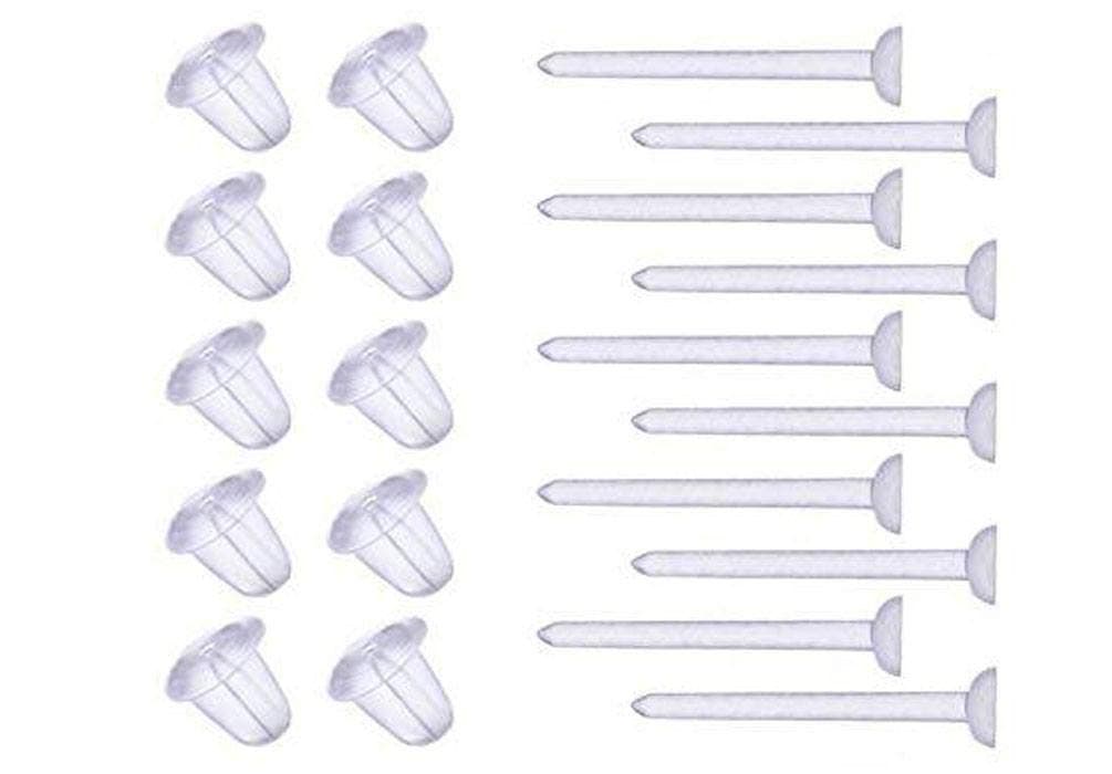 Clear Plastic Ear Piercing Retainers - 10 Pairs