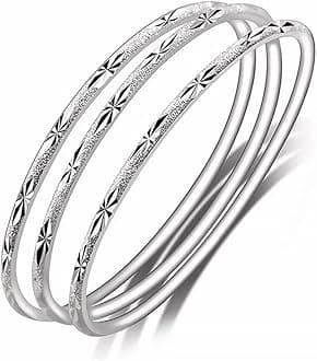 Sterling Silver Bangle Bracelets for Women,Fashion Jewelry Simple Adjustable 925 Silver Cuff Bangles for Women Mom Wife Valentine Mothers Day Gift
