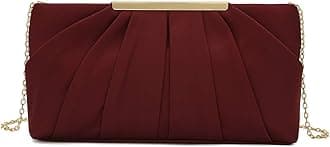 CHARMING TAILOR Clutch Evening Bag Elegant Pleated Satin Formal Handbag Simple Classy Purse for Women (Burgundy), Burgundy, Medium