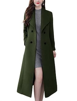chouyatouWomen's Chic Shawl Collar Work Double Breasted Maxi Long Wool Pea Coat