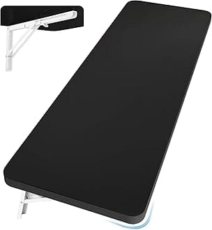 Wall Mounted Folding Table 47.2”L x 19.7”W, Laundry Folding Table with Heavy Duty Metal Collapsible Shelf Brackets, Wall Mounted Desk Fold Down for Small Spaces, Black