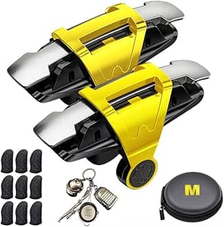 13 in 1 Mobile Phone Game Controller for PUBG/Knives Out/Call of Duty Mobile, Cell Phone L1R1 Triggers for iPhone and Android Phones w/ 9 pcs Mobile Game Finger Sleeves Gloves