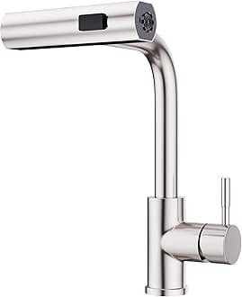 GIMILI Waterfall Kitchen Faucet with Pull Down Sprayer Brushed Nickel Single Hole Handle Stainless Steel Kitchen Sink Faucets Commercial Modern Faucets for Pull Down Sprayer Kitchen Sinks
