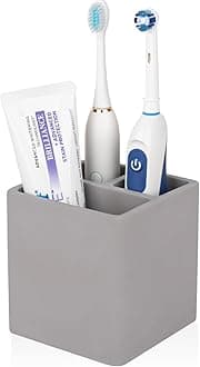 Diatomite Toothbrush Holders for Bathrooms, Electric Toothbrush and Toothpaste Holder 3 Slots Tooth Brush Organizer for Bathroom Countertop, Shower, Vanity - Dark Gray