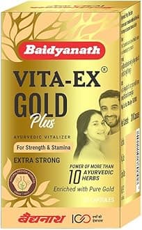 Vita ex Gold Plus - 10 Capsules |Made with Pure Himalayan Shilajit, Ashwagandha & Safed Musli| Boosts Strength, Power & Stamina