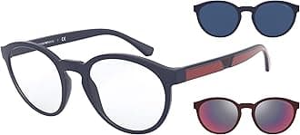 Men's Ea4152 Prescription Eyewear Frames with Two Interchangeable Sun Clip-ons Round