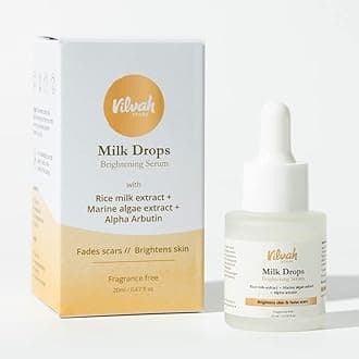 Milk Drops Brightening Serum | Formulated With Rice Milk Extract, Marine Algae Extract, Alpha Arbutin | Fades Scars, Brightens Skin And Even Skin Tone | Suitable For All Skin Types | 20 ML