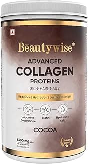 BeautywiseAdvanced Marine Collagen Proteins Powder with Hyaluronic Acid, Glutathione & Biotin | No Smell & Easy to Mix with No Added Sugar 250G(Blueberry Pack of 1)
