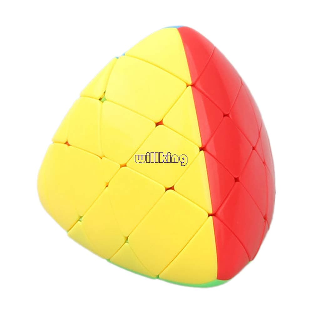 Willking 4X4X4 Mastermorphix Megamorphix Stickerless Magic Speed Puzzle Cube Pyramid-Shaped Brain Teaser Twisty Toy