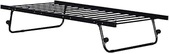 Panana Single Metal Guest Bed Pull Out Guest Trundle Bed Space Saving(Black, Trundle)