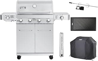 Monument Grills Larger 4-Burner Propane Gas Grills Stainless Steel Cabinet Style with Accessory Kit(5 items), Outdoor Use